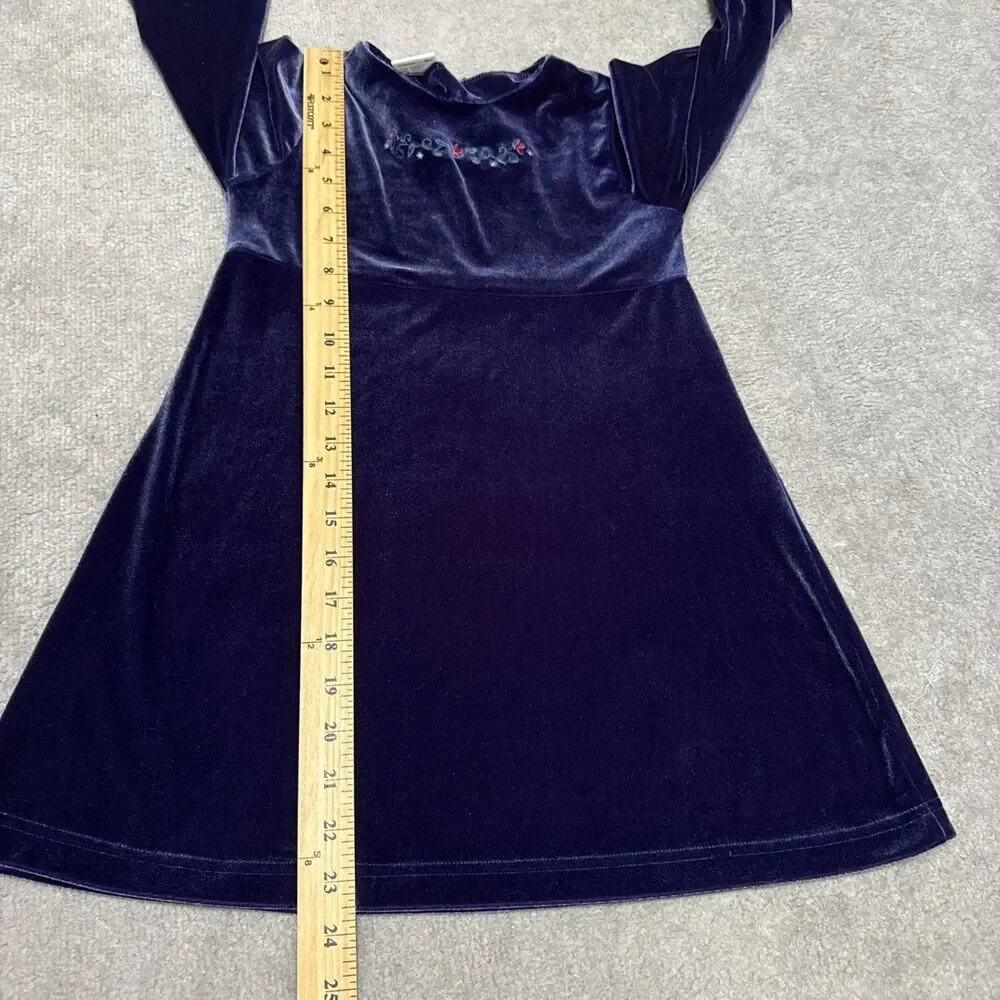 Vintage 90s Oshkosh Bgosh Velvet Dress Embroidered Girls Size 6 90s